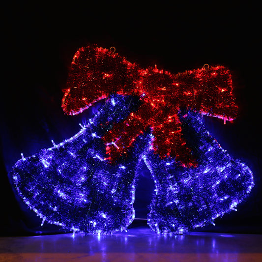 Campana de Navidad LED - Rojo y Azul - 73x55cm