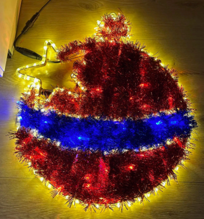 Luz LED de adornos de Navidad - rojo, azul y blanco cálido - 60x55cm (copia)