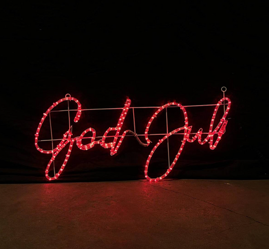 Cartel LED "God Jul" - Rojo en 100x48 cm 5% Autoflash