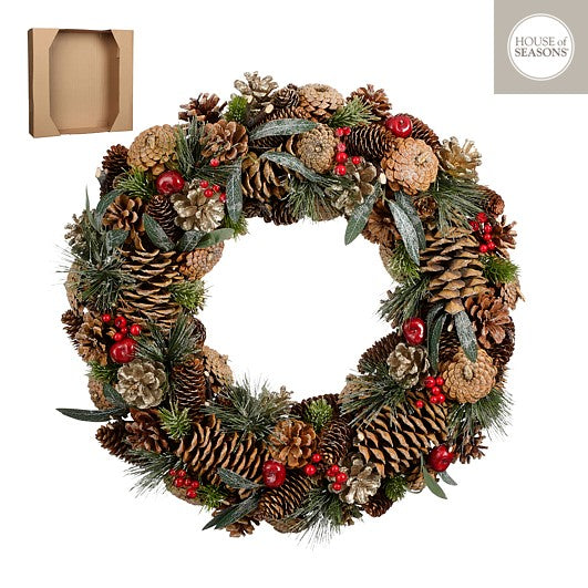 Wreath with pinecones and berries