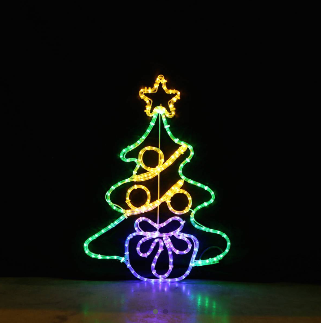 Árbol de Navidad con Regalo - Motivo LED 75x53